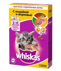 Вискас сухой корм для котят аппетитное ассорти с индейкой и морковью с молоком 350 гр.